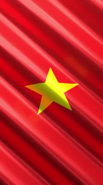 Vietnam - dikey bayrak - dikey döngü 3D 4k animasyon (2160 x 3840 px)