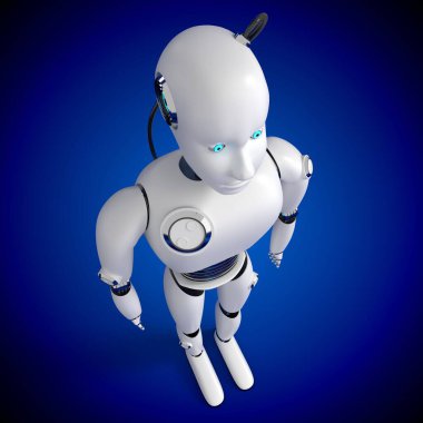 Tek insansı robot - 3 boyutlu illüstrasyon