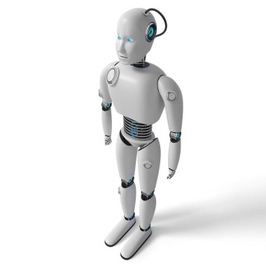 Tek insansı robot - 3 boyutlu illüstrasyon