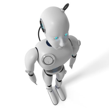 Tek insansı robot - 3 boyutlu illüstrasyon