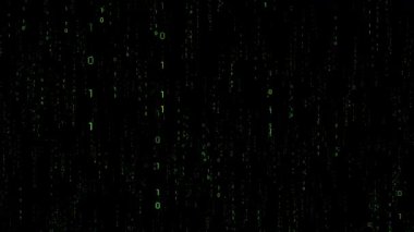 Yeşil ikili kod düşüyor - matris etkisi - 3D 4k animasyon (3840 x 2160 px)