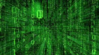 Göz kırpan ve alçalan matris biçimi ikili kodlu tünel - 3840 x 2160 px)