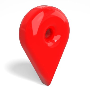 Beyaz arkaplanda kırmızı balon konumu pimi izole edildi - 3B illüstrasyon