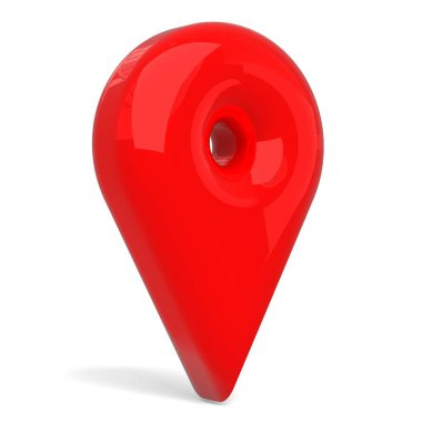 Beyaz arkaplanda kırmızı balon konumu pimi izole edildi - 3B illüstrasyon