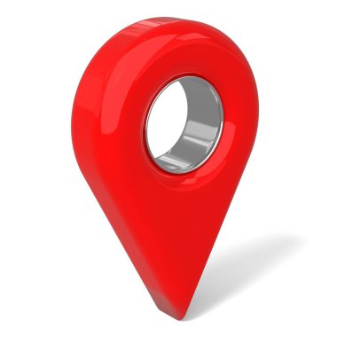 Delikli kırmızı ve gümüş balon konum iğnesi - 3 boyutlu illüstrasyon