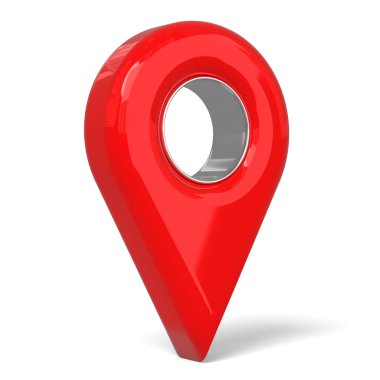 Delikli kırmızı ve gümüş balon konum iğnesi - 3 boyutlu illüstrasyon