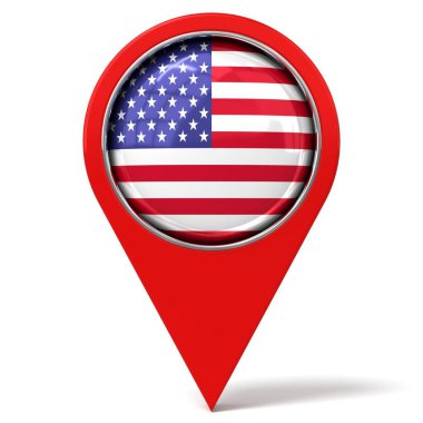ABD - bayraklı konum broşu - 3D illüstrasyon