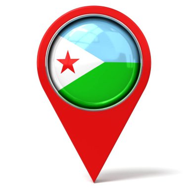 Cibuti - bayraklı konum broşu - 3D illüstrasyon