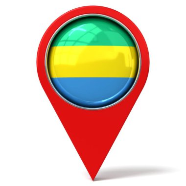 Gabon - bayraklı konum broşu - 3D illüstrasyon