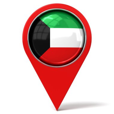 Kuveyt - bayraklı konum broşu - 3D illüstrasyon