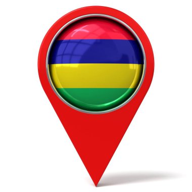 Mauritius - bayraklı konum broşu - 3D illüstrasyon