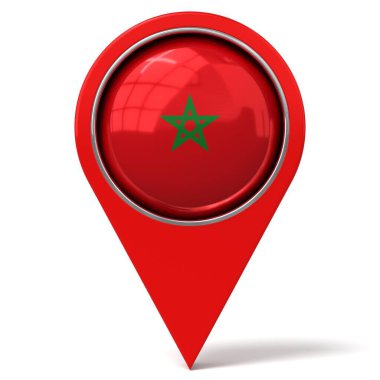 Fas - bayraklı konum broşu - 3D illüstrasyon