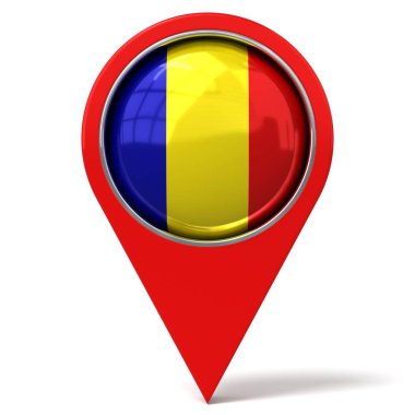 Romanya - bayraklı konum broşu - 3D illüstrasyon