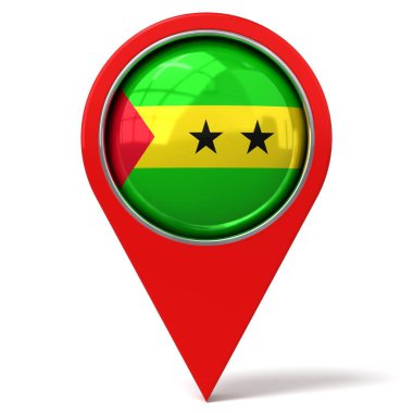 Sao Tome ve Principe - bayraklı konum broşu - 3D illüstrasyon
