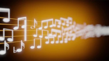 Turuncu arka planı olan bir personel hakkında notlar - 3D 4k animasyon (3840 x 2160 px). 