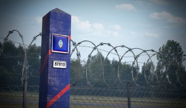 Guam bayrağı taşıyan sınır karakolu - 3D illüstrasyon