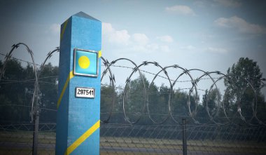 Palau bayrağı taşıyan sınır karakolu - 3 boyutlu illüstrasyon