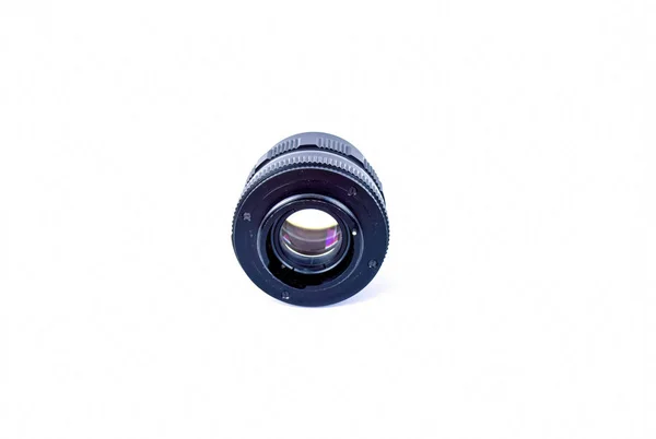 Een Oude Dslr Lens Met Handmatige Scherpstelling Diafragma Instellingen Objectieve — Stockfoto