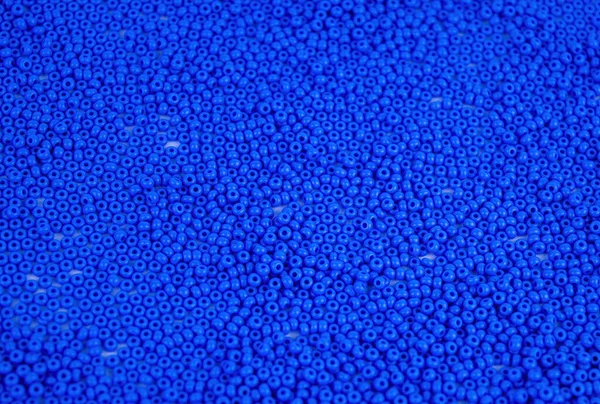 Textuur Van Het Oppervlak Van Verspreide Blauwe Kralen Voor Handwerk — Stockfoto