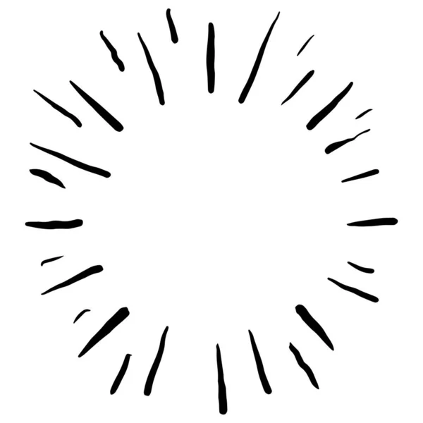 Doodle Skica Styl Třesknutí Výbuch Slunce Element Fireworks Černé Paprsky — Stockový vektor