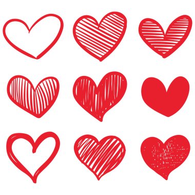 Konsept tasarımı için karalama çizim stili kalp ikonu vektör çizimi.