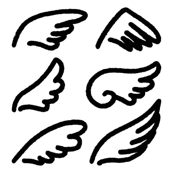 Doodle Luonnos Tyyli Abstract Wings Sarjakuva Käsin Piirretty Kuva Konsepti — vektorikuva