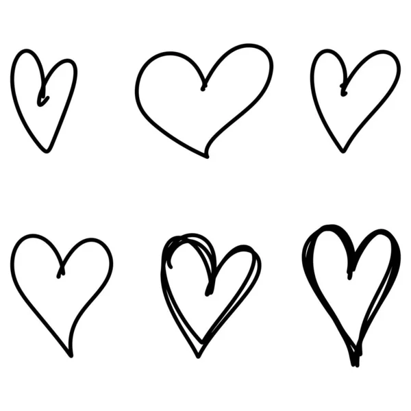 Doodle Skizze Stil Der Herzen Symbol Vektor Illustration Für Konzeptdesign — Stockvektor