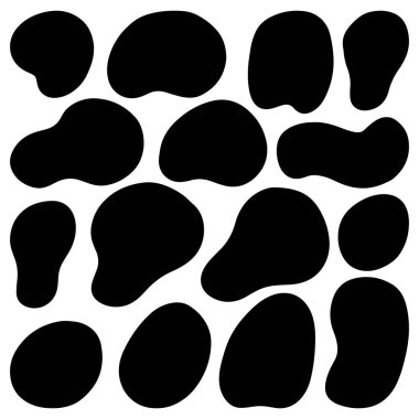 Organik leke, leke. Beyaz arka planda izole edilmiş rastgele organik geometrik yuvarlak desen. Rastgele leke, mürekkep lekesi. vektör illüstrasyonu.