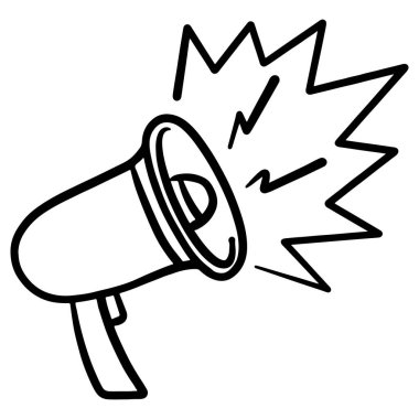 Konsept tasarım için megafon vektör illüstrasyonunun karalama çizim biçimi.