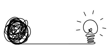 Karalama çizim tarzı kafa karışıklığı berraklığı veya yol vektör fikri. Kavram tasarımı için karmaşık çizilmiş illüstrasyonun basitleştirilmesi.