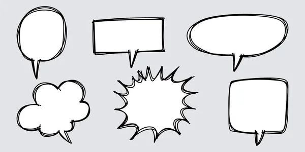 Doodle Schets Stijl Van Spraakbellen Met Hand Getekend Illustratie Voor — Stockvector
