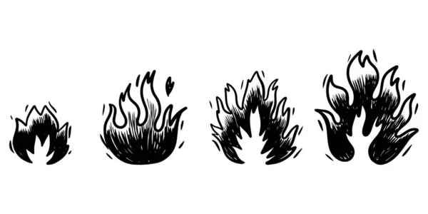Doodle Σκίτσο Στυλ Του Χεριού Που Φωτιά Και Πύρινη Σφαίρα — Διανυσματικό Αρχείο
