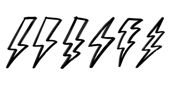 Стиль Ескізу Doodle Електричного Болта Блискавки Векторні Ілюстрації Дизайну Концепції — стоковий вектор