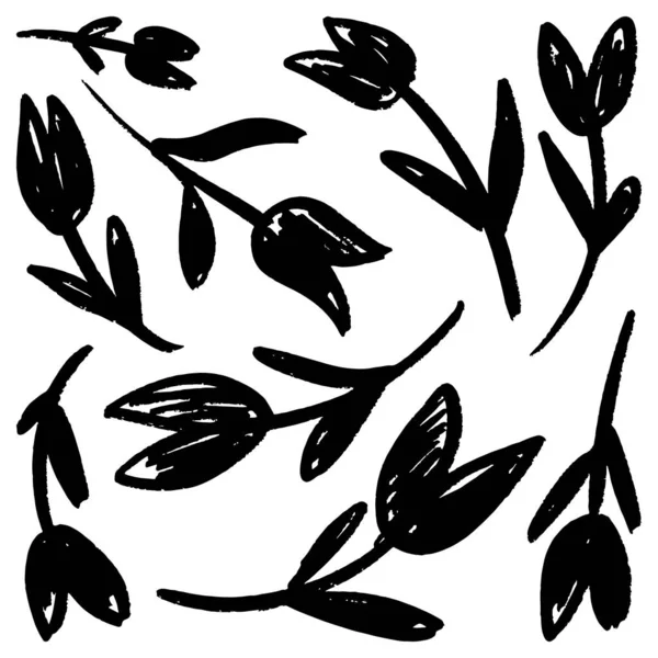 Doodle Sketch Style Flowers Leaves Symbol Vector Illustration Concept Design — Stock Vector