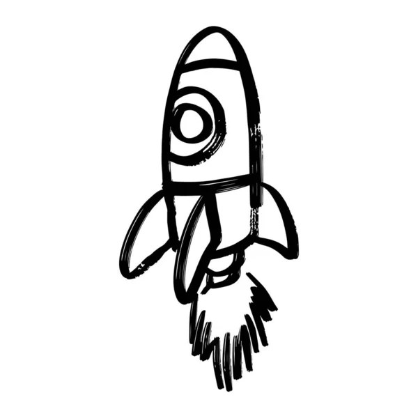 Doodle Sketch Style Rocket Cartoon Hand Drawn Illustration Concept Design — Stock Vector