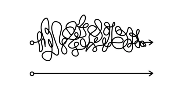 コンセプトデザインのための手描き混乱透明ベクトルイラストの落書きスケッチスタイル 複合体を簡素化する 難しくて簡単なやり方で — ストックベクタ