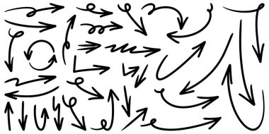 El çizilmiş vektör okları beyaz arkaplana karalama yapar. tasarım element vektör illüstrasyonu.