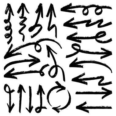 El çizilmiş vektör okları beyaz arkaplana karalama yapar. tasarım element vektör illüstrasyonu.