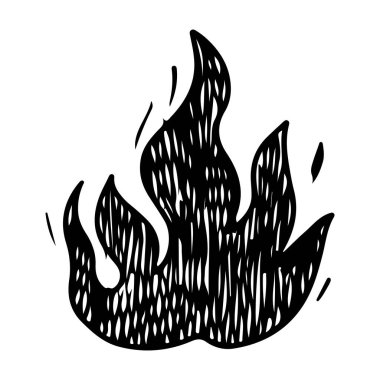 El ateş vektörü illüstrasyonunun karalama çizim biçimi.