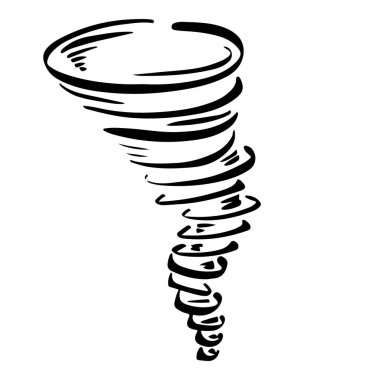 Tornado karikatür el çizimi tasarım için çizim biçimi.