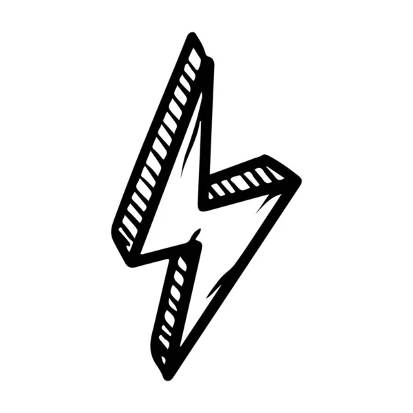 Doodle Sketch Style Electric Lightning Bolt Symbol Vector Illustration Concept — Stock Vector