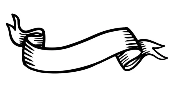 リボンバナー手描きイラストの落書きスケッチスタイル 概念設計のために — ストックベクタ