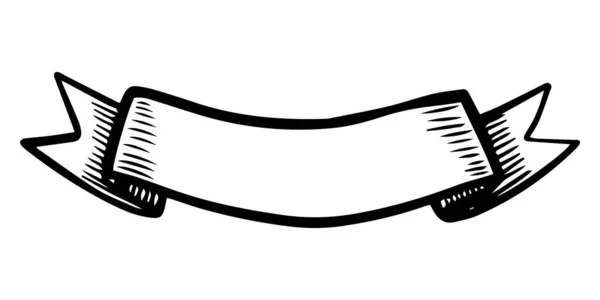 Doodle Schizzo Stile Nastro Banner Disegnato Mano Illustrazione Concept Design — Vettoriale Stock