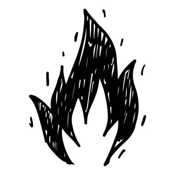 Doodle Skica Styl Ručně Kreslené Oheň Izolované Bílém Pozadí Vektorová — Stockový vektor