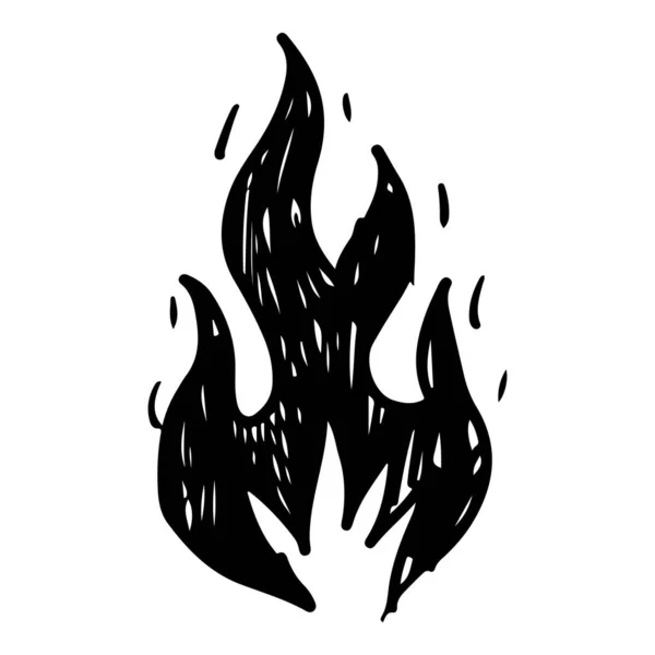 Doodle Skica Styl Ručně Kreslené Oheň Izolované Bílém Pozadí Vektorová — Stockový vektor