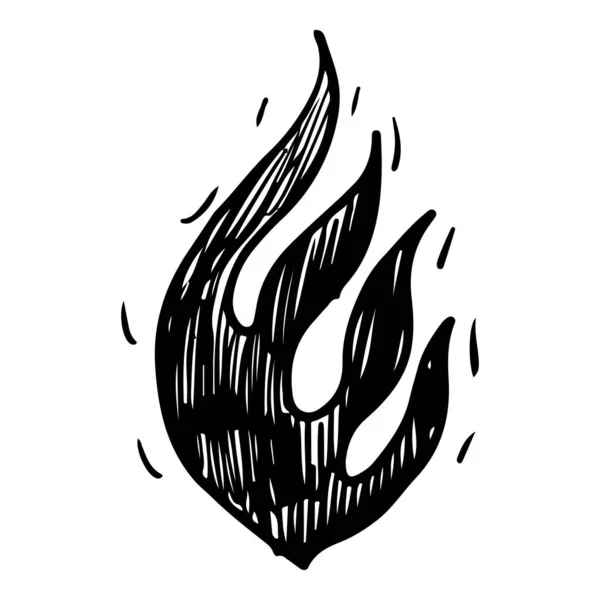 Gekritzelte Skizze Stil Von Hand Gezeichnet Feuer Isoliert Auf Weißem — Stockvektor