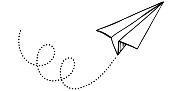 Doodle Стиль Ескізу Паперової Площини Значок Векторні Ілюстрації Дизайну Концепції — стоковий вектор