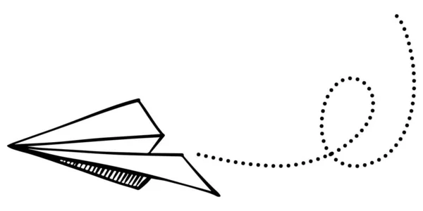 Doodle Стиль Ескізу Паперової Площини Значок Векторні Ілюстрації Дизайну Концепції — стоковий вектор