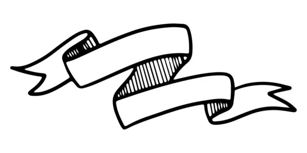 リボンバナー手描きイラストの落書きスケッチスタイル 概念設計のために — ストックベクタ