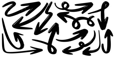 El çizilmiş vektör okları beyaz arkaplana karalama yapar. tasarım element vektör illüstrasyonu.